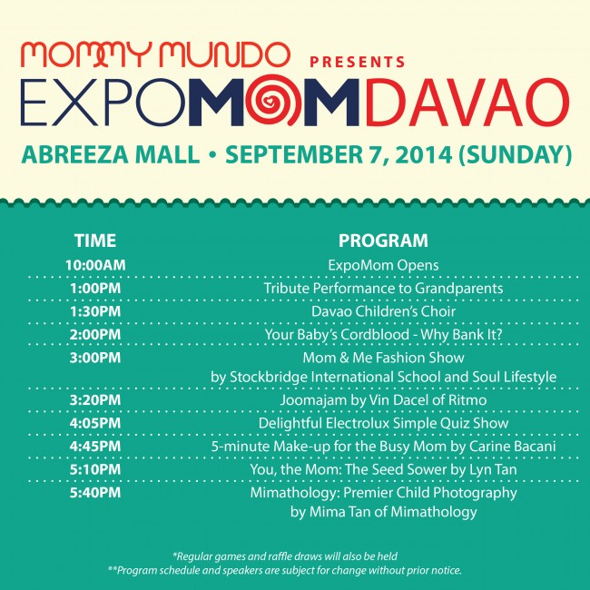 ExpoMom Davao Program Flow Sunday